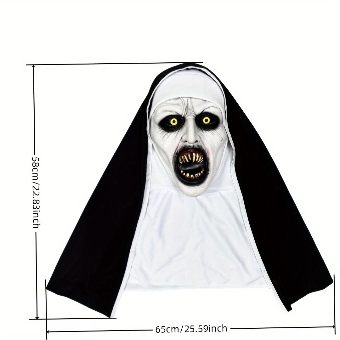 Synthetic Latex Spooky Nun Mask Halloween Costume