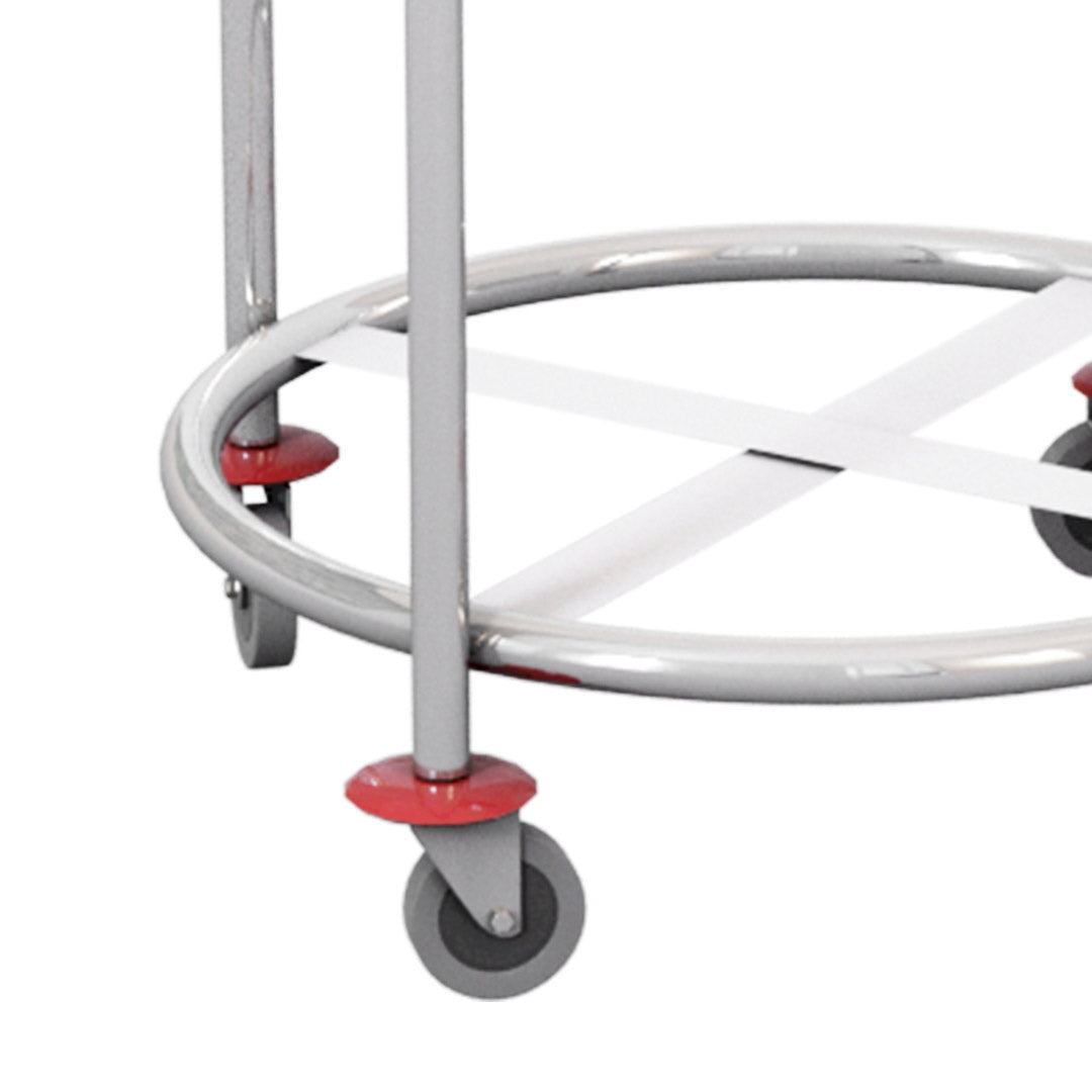 NNEAGS 2X Stainless Steel Round Soiled Linen Laundry Trolley Cart with Wheels White