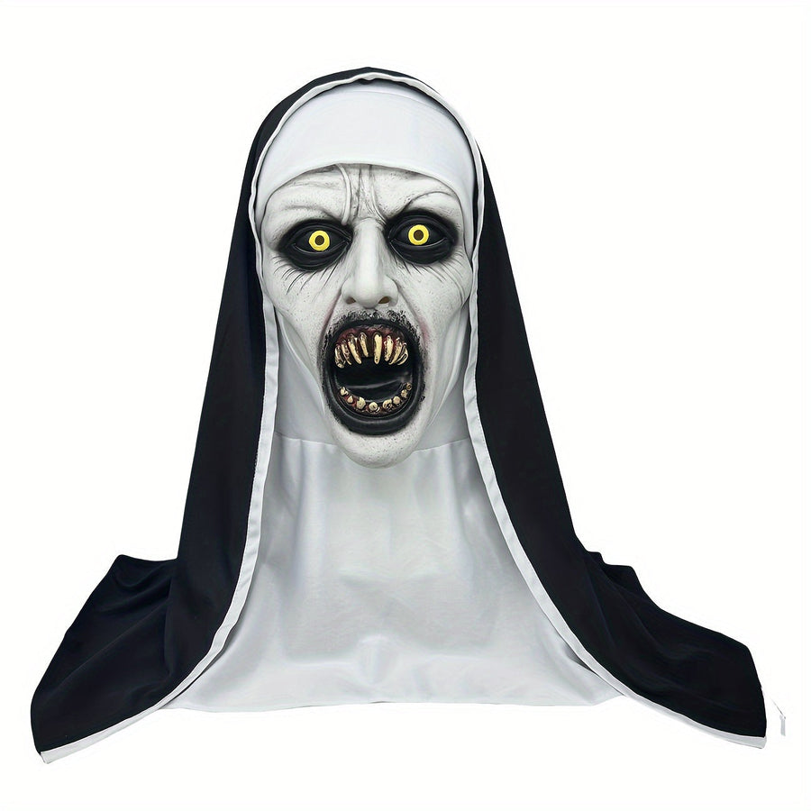 Synthetic Latex Spooky Nun Mask Halloween Costume