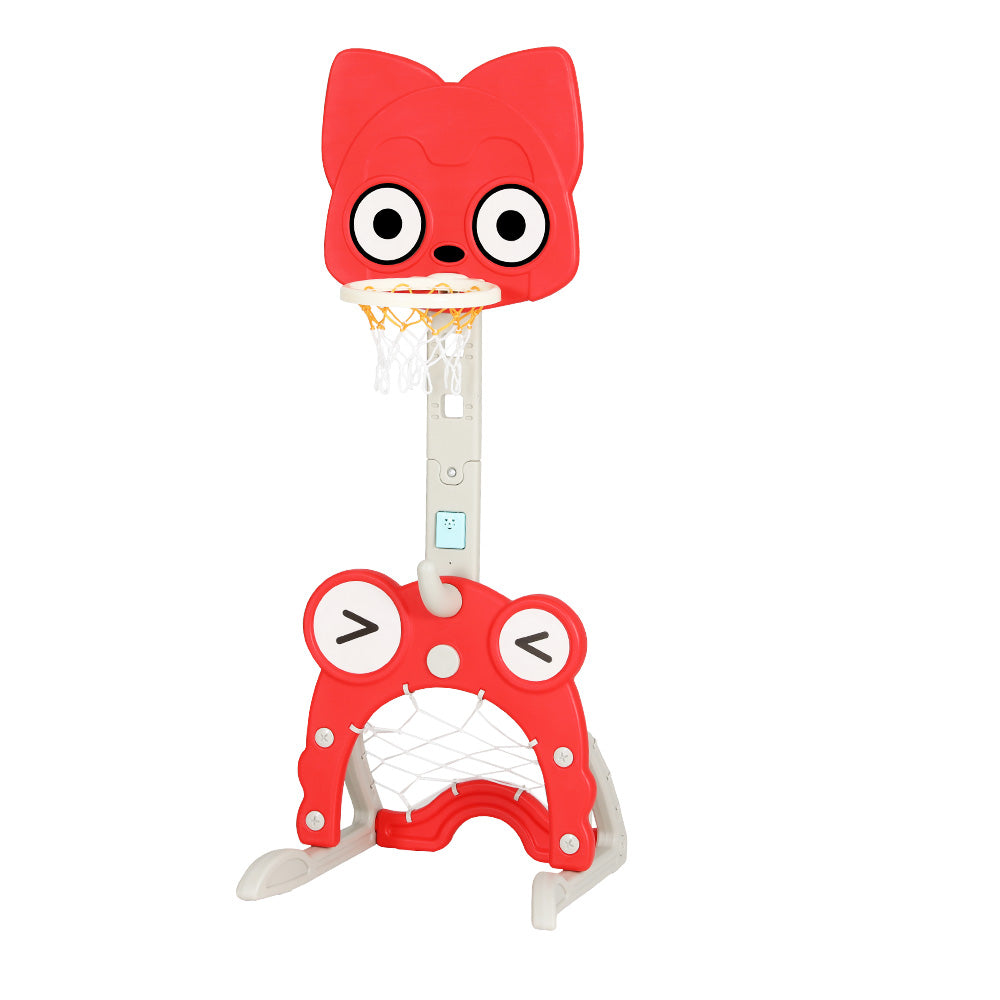 NNEDSZ Kids Basketball Hoop Stand Adjustable 5-in-1 Sports Center Toys Set Red