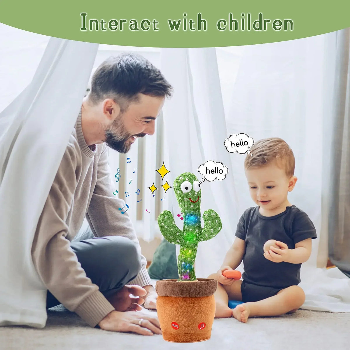 NNEOBA Rechargeable Dancing Cactus Plush Toy for Kids